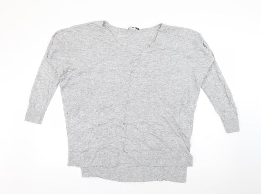 Primark Womens Grey V-Neck  Viscose Pullover Jumper Size S