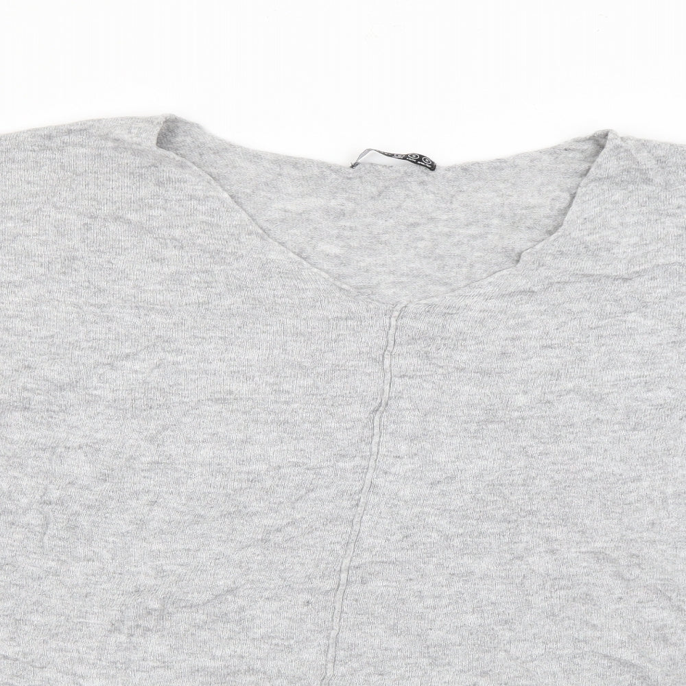 Primark Womens Grey V-Neck  Viscose Pullover Jumper Size S