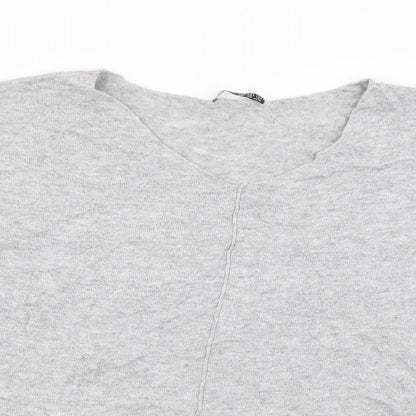 Primark Womens Grey V-Neck  Viscose Pullover Jumper Size S