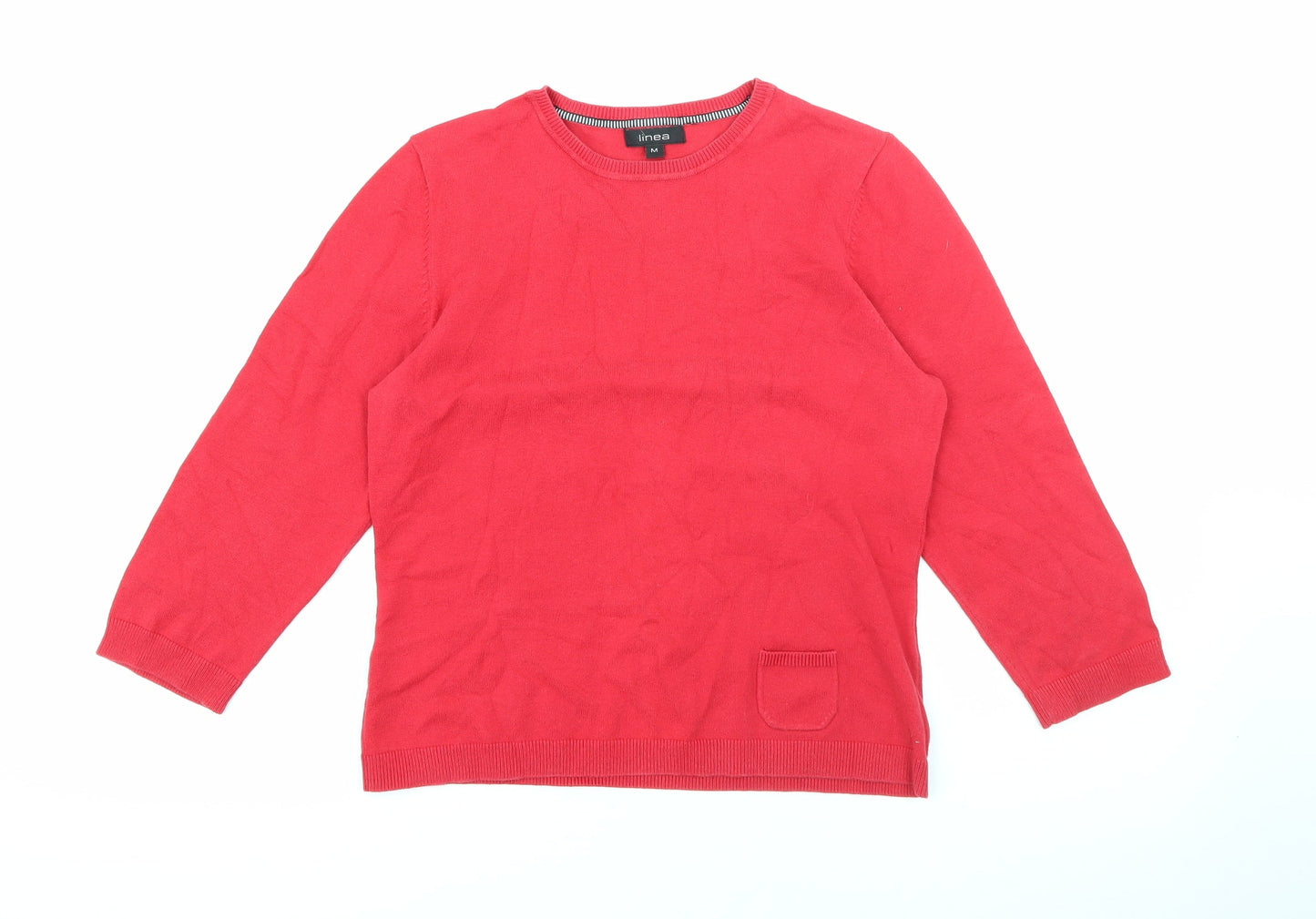 Linea Womens Red Crew Neck  Cotton Pullover Jumper Size M