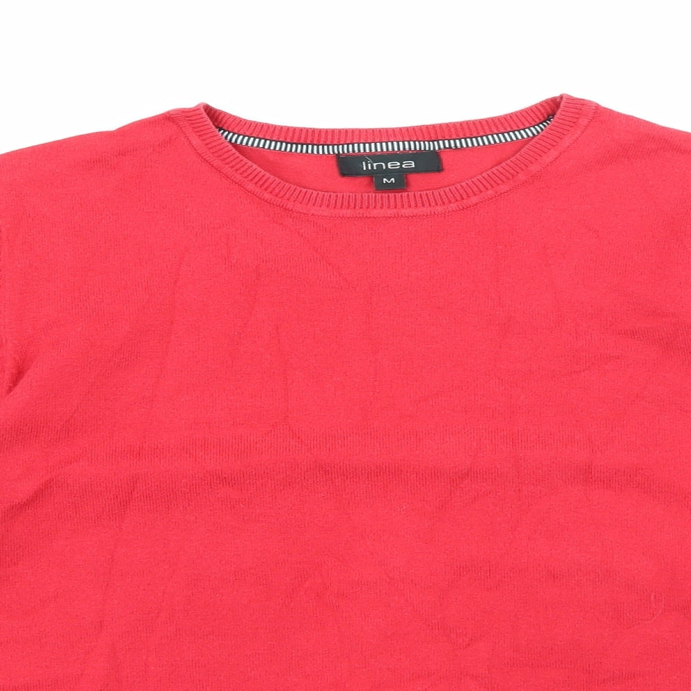 Linea Womens Red Crew Neck  Cotton Pullover Jumper Size M
