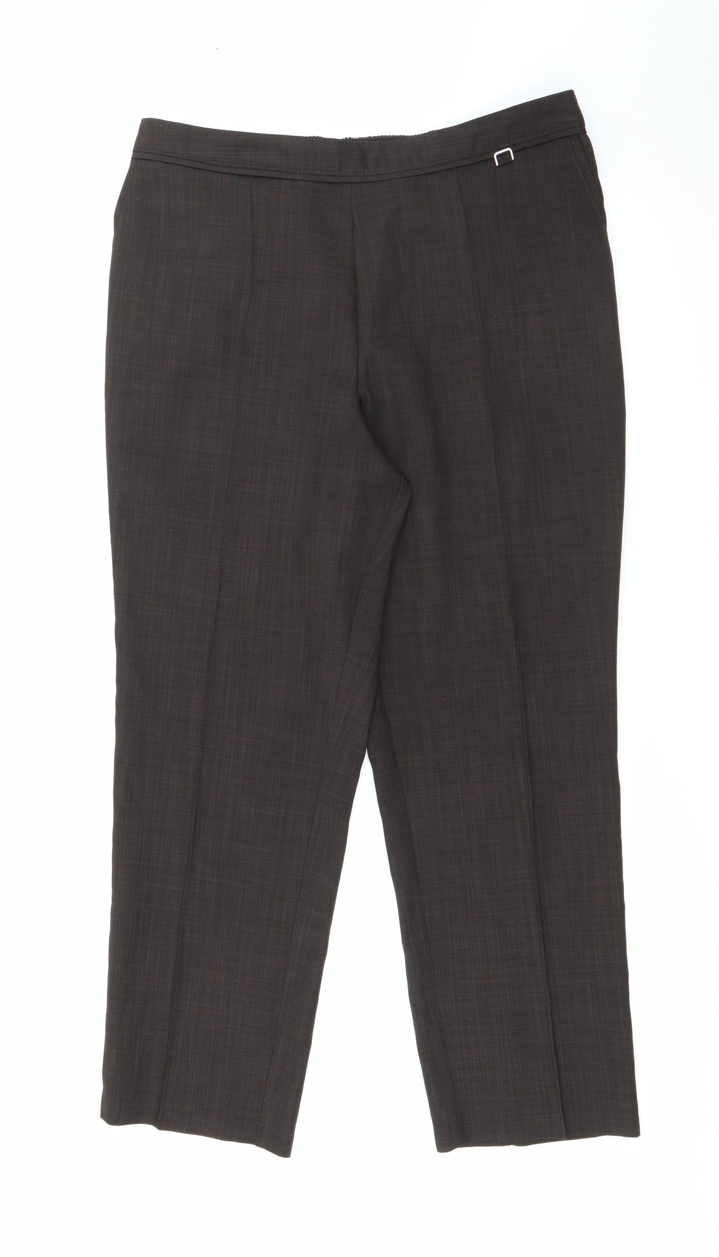 Classic Womens Brown  Polyester Carrot Trousers Size 14 L26 in Regular