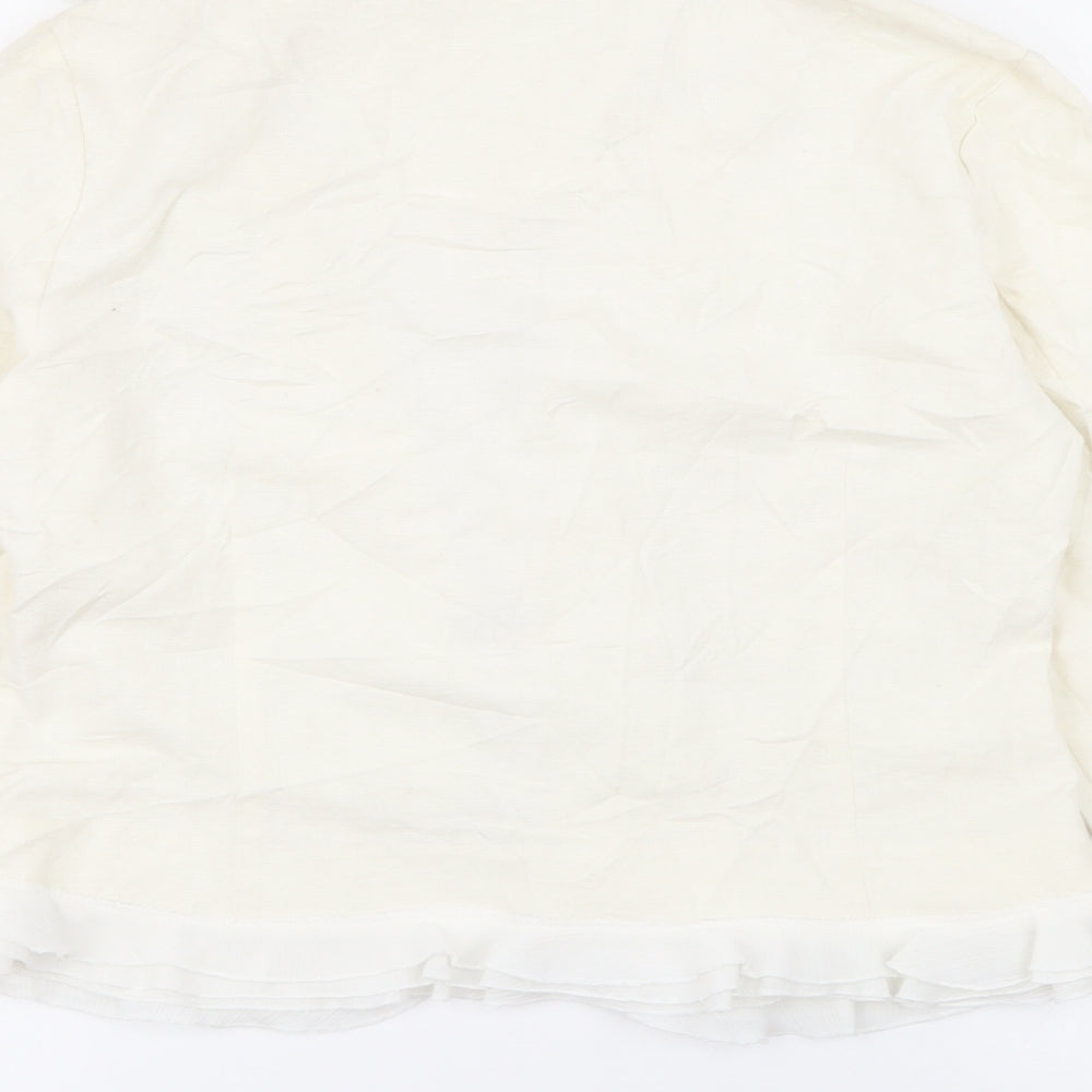 Brand and care label for Silkland women’s ivory jacket, size UK 6, hook & eye