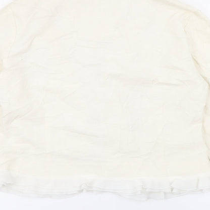 Brand and care label for Silkland women’s ivory jacket, size UK 6, hook & eye