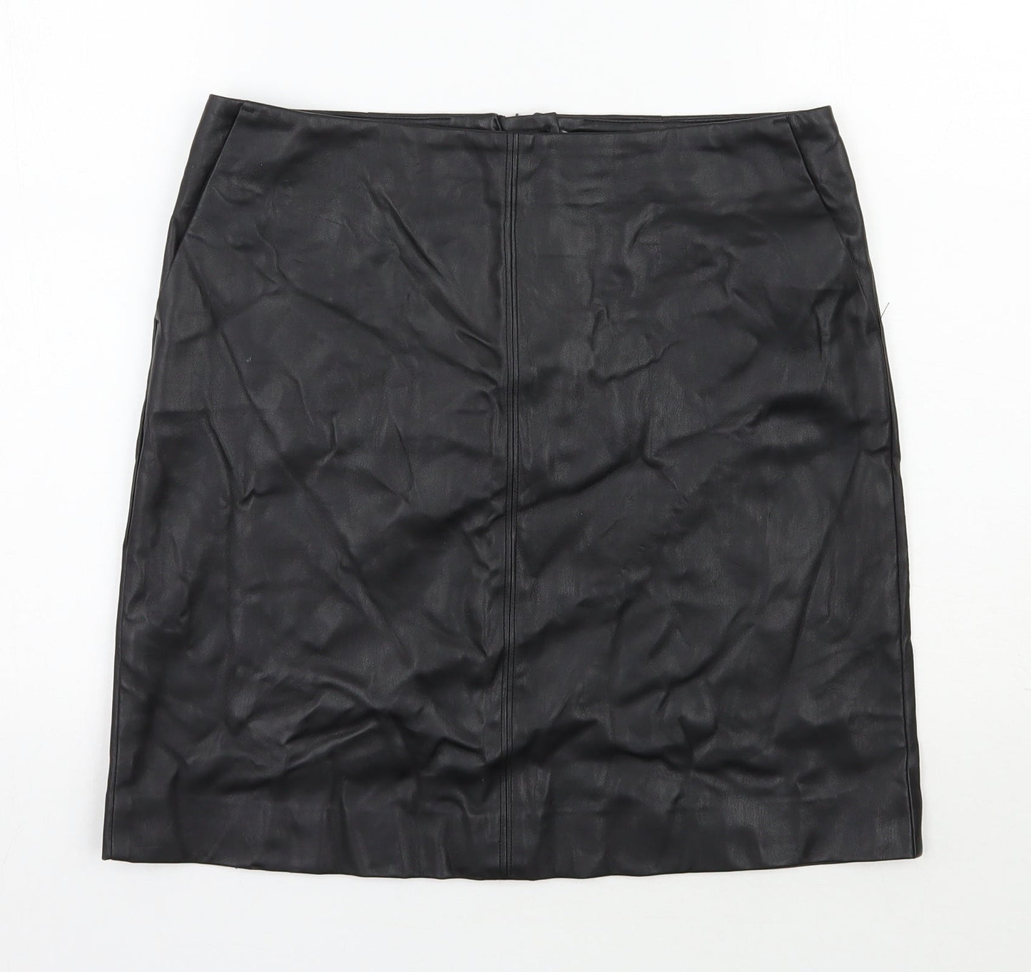 Wallis Womens Black  Polyester A-Line Skirt Size 10   Zip