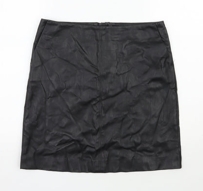 Wallis Womens Black  Polyester A-Line Skirt Size 10   Zip
