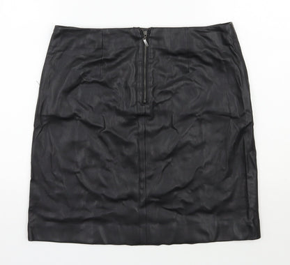 Wallis Womens Black  Polyester A-Line Skirt Size 10   Zip