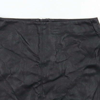 Wallis Womens Black  Polyester A-Line Skirt Size 10   Zip