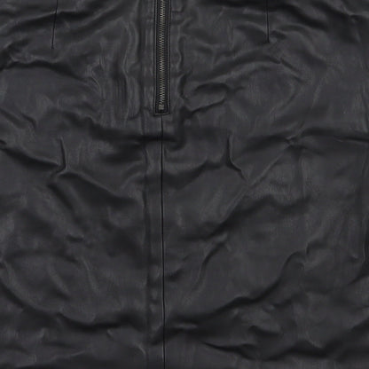 Wallis Womens Black  Polyester A-Line Skirt Size 10   Zip