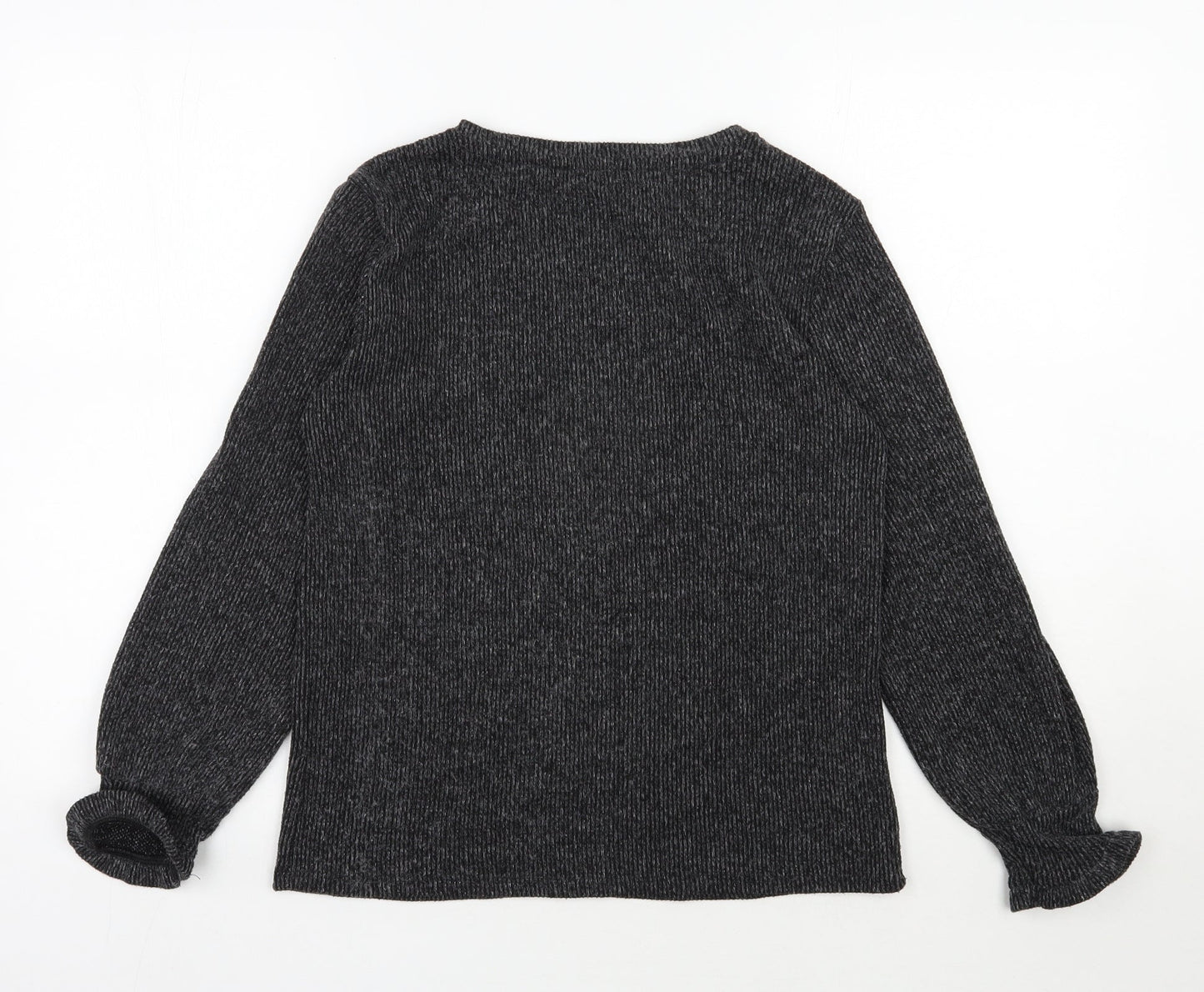 George Womens Grey V-Neck  Polyester Pullover Jumper Size S