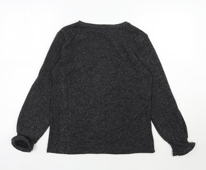 George Womens Grey V-Neck  Polyester Pullover Jumper Size S