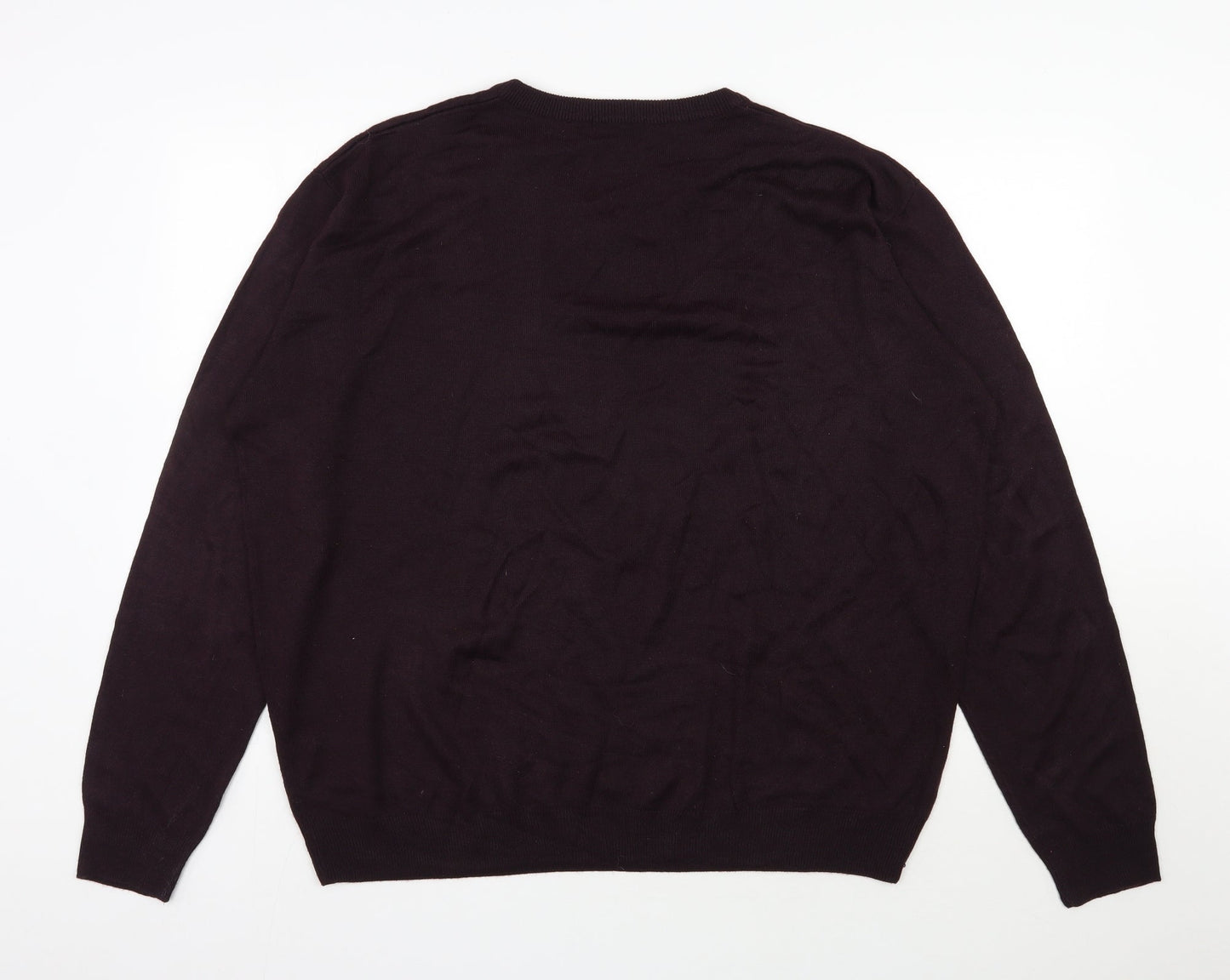 Capsule Mens Purple V-Neck  Acrylic Pullover Jumper Size 2XL