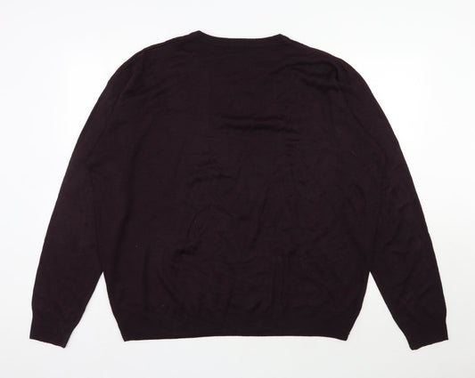 Capsule Mens Purple V-Neck  Acrylic Pullover Jumper Size 2XL