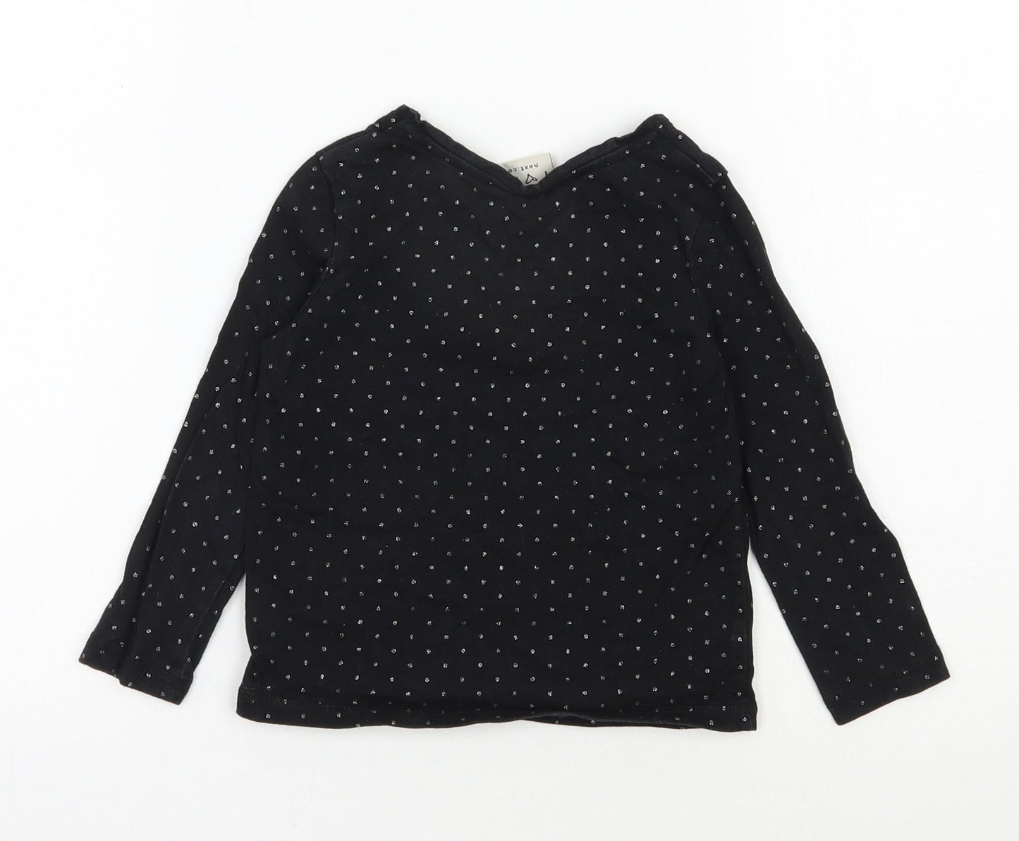 NEXT Girls Black Polka Dot 100% Cotton Pullover T-Shirt Size 18-24 Months Round Neck Pullover