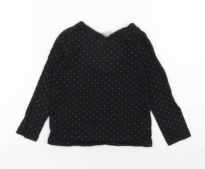 NEXT Girls Black Polka Dot 100% Cotton Pullover T-Shirt Size 18-24 Months Round Neck Pullover