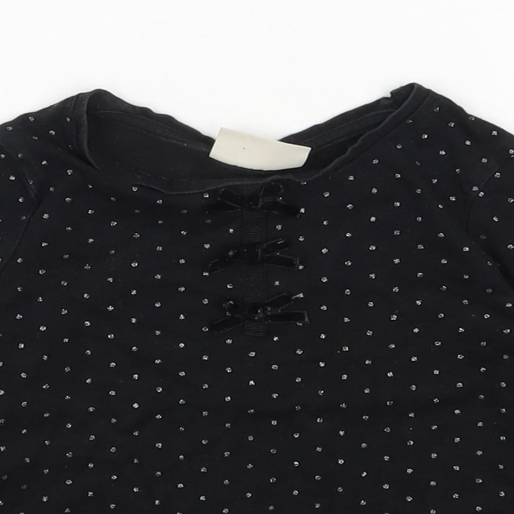 NEXT Girls Black Polka Dot 100% Cotton Pullover T-Shirt Size 18-24 Months Round Neck Pullover