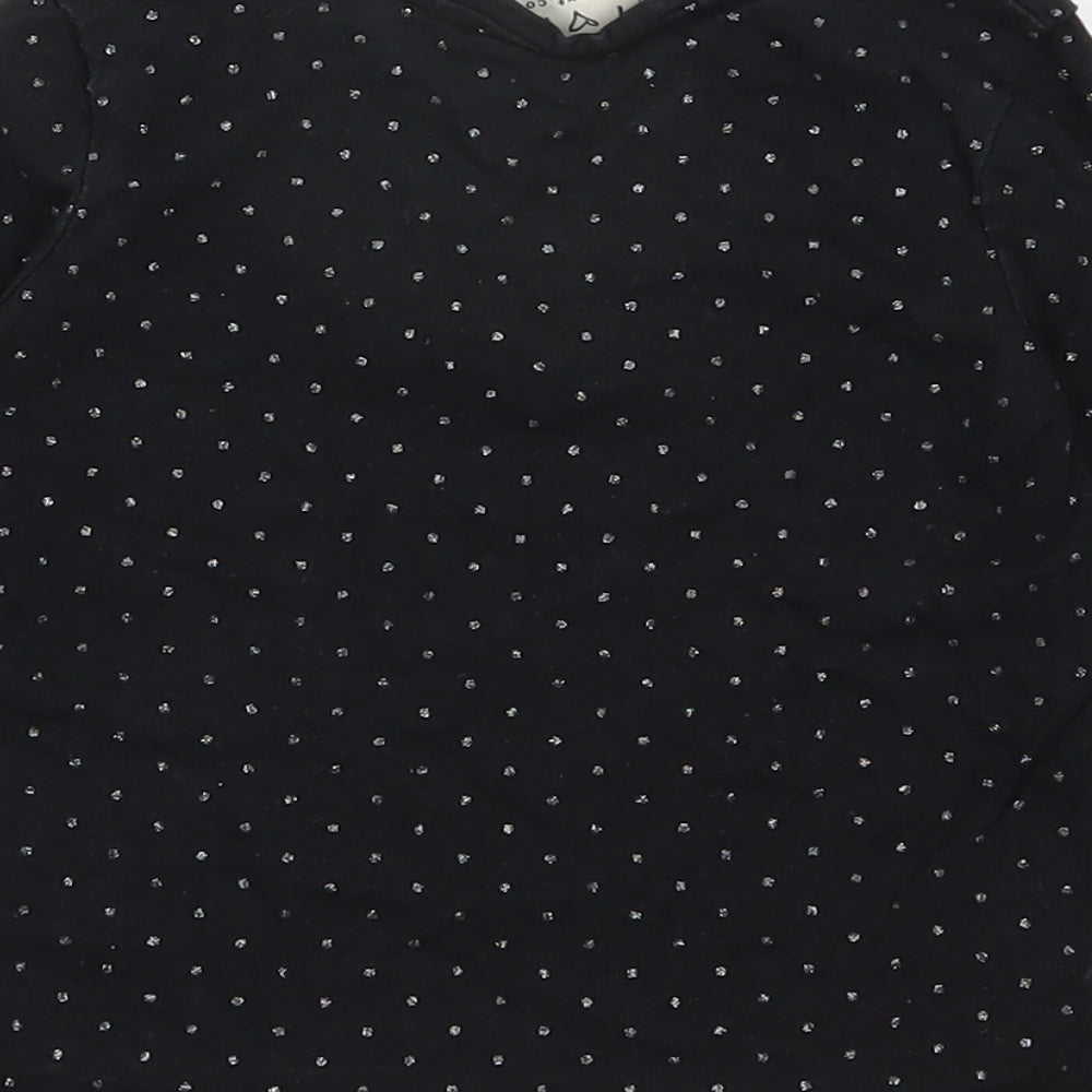 NEXT Girls Black Polka Dot 100% Cotton Pullover T-Shirt Size 18-24 Months Round Neck Pullover