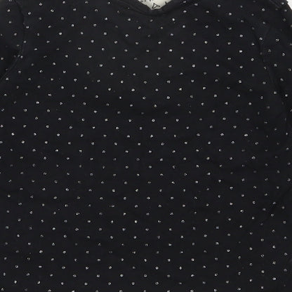 NEXT Girls Black Polka Dot 100% Cotton Pullover T-Shirt Size 18-24 Months Round Neck Pullover