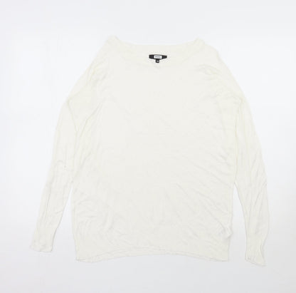 Additional front view of Bikbok women’s ivory round neck viscose jumper, size XS