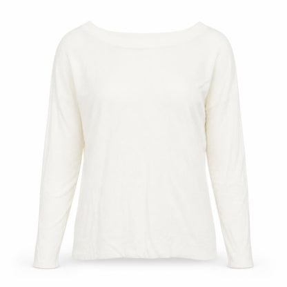 Front view of Bikbok women’s ivory round neck viscose jumper, size XS