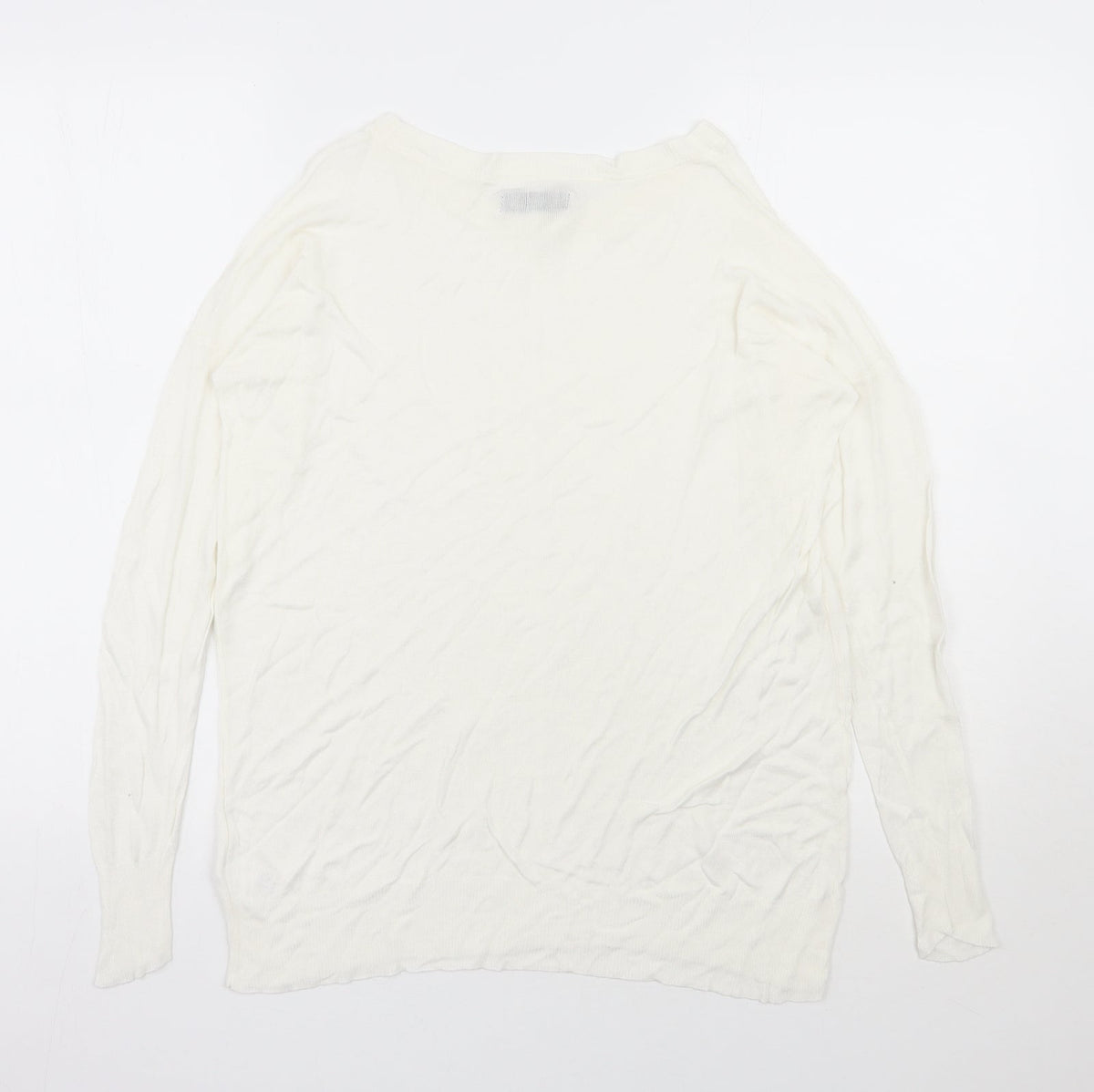 Back view of Bikbok women’s ivory round neck viscose jumper, size XS