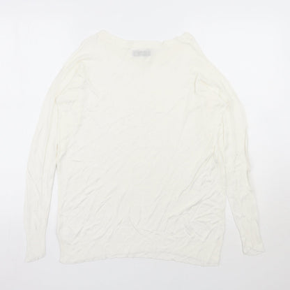 Back view of Bikbok women’s ivory round neck viscose jumper, size XS