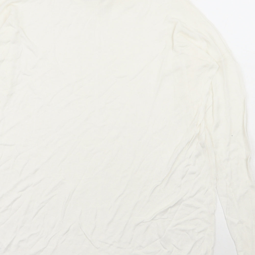 Brand and care label for Bikbok women’s ivory round neck viscose jumper, size XS