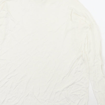 Brand and care label for Bikbok women’s ivory round neck viscose jumper, size XS