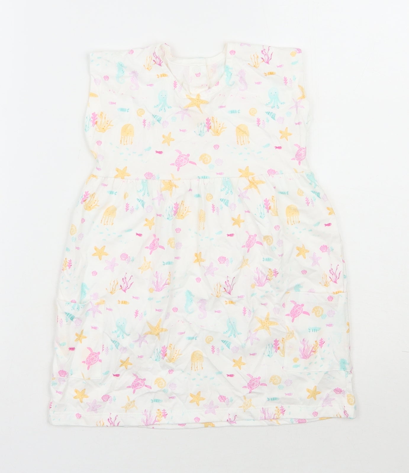 George Girls White  100% Cotton A-Line  Size 12-18 Months  Round Neck Pullover