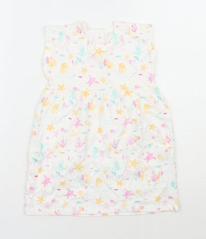 George Girls White  100% Cotton A-Line  Size 12-18 Months  Round Neck Pullover