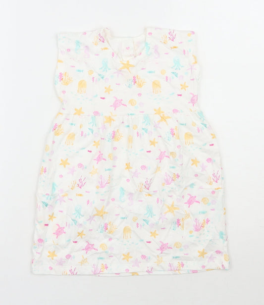 George Girls White  100% Cotton A-Line  Size 12-18 Months  Round Neck Pullover
