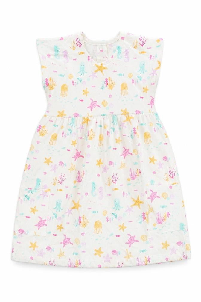 Front view of George girls’ white 100% cotton a-line, size 12-18, months round neck pullover