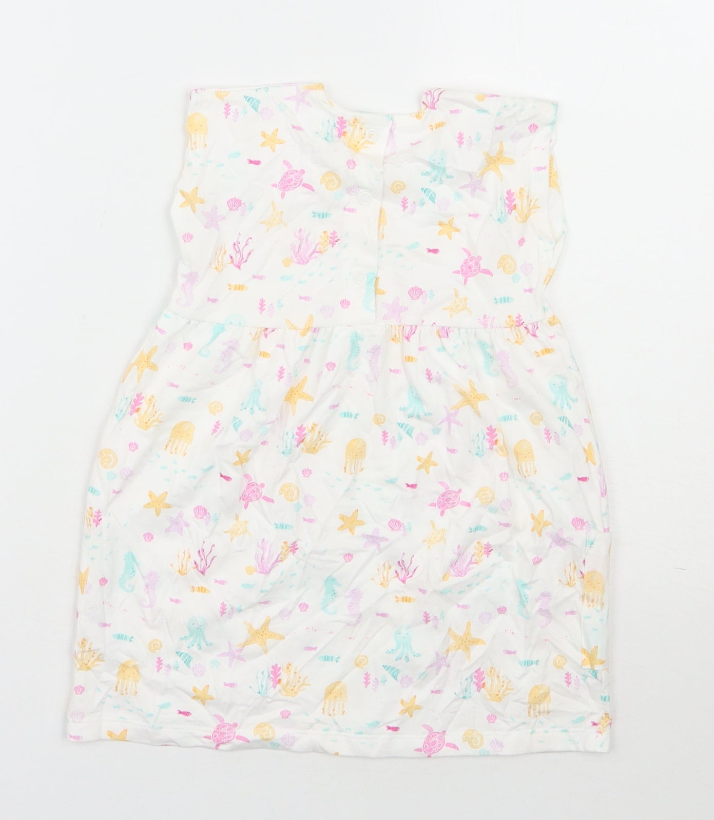 George Girls White  100% Cotton A-Line  Size 12-18 Months  Round Neck Pullover