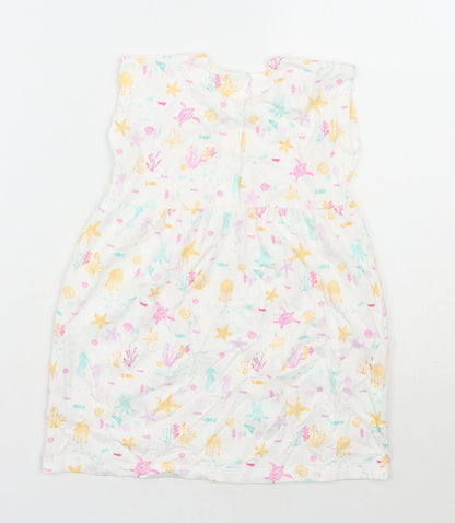 George Girls White  100% Cotton A-Line  Size 12-18 Months  Round Neck Pullover