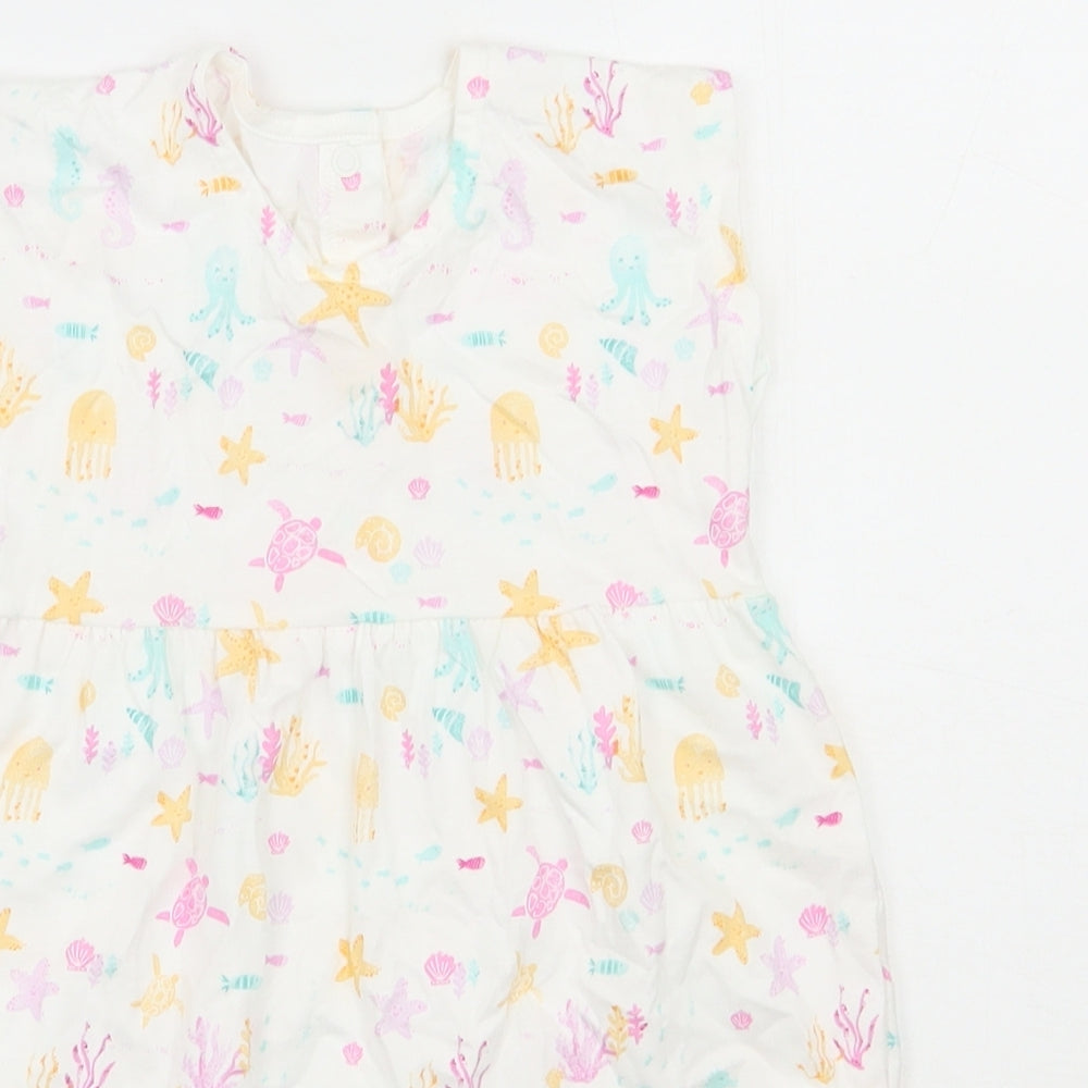 George Girls White  100% Cotton A-Line  Size 12-18 Months  Round Neck Pullover