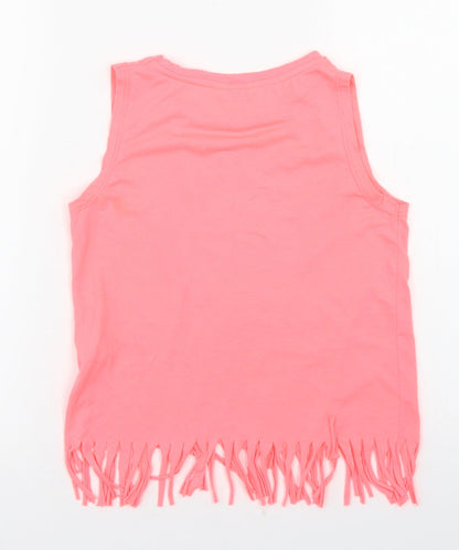 Primark Girls Orange  Polyester Cropped Tank Size 10-11 Years Round Neck  - Unicorn