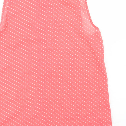 Young Dimension Girls Pink Polka Dot Polyester Basic Button-Up Size 12-13 Years Collared Button