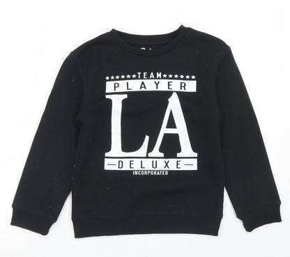 Additional front view of Rebel boys’ black polyester pullover sweatshirt, size 8-9, years - team player