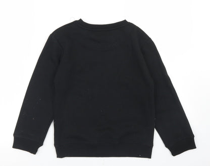 Back view of Rebel boys’ black polyester pullover sweatshirt, size 8-9, years - team player