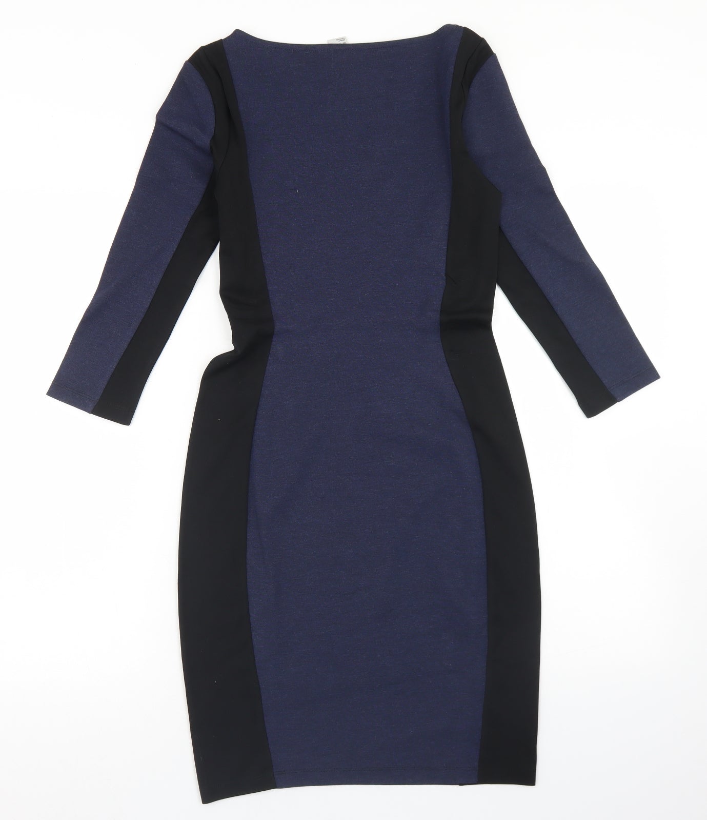 H&M Womens Blue Colourblock Viscose Bodycon  Size XS  Round Neck