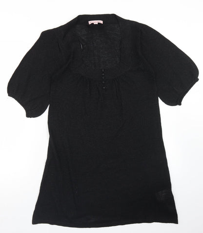 Nouveau Luxe Womens Black Scoop Neck  Viscose Tunic Jumper Size 12