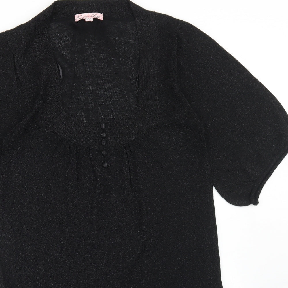 Nouveau Luxe Womens Black Scoop Neck  Viscose Tunic Jumper Size 12