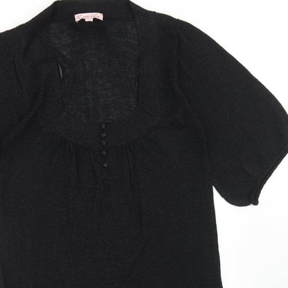 Nouveau Luxe Womens Black Scoop Neck  Viscose Tunic Jumper Size 12