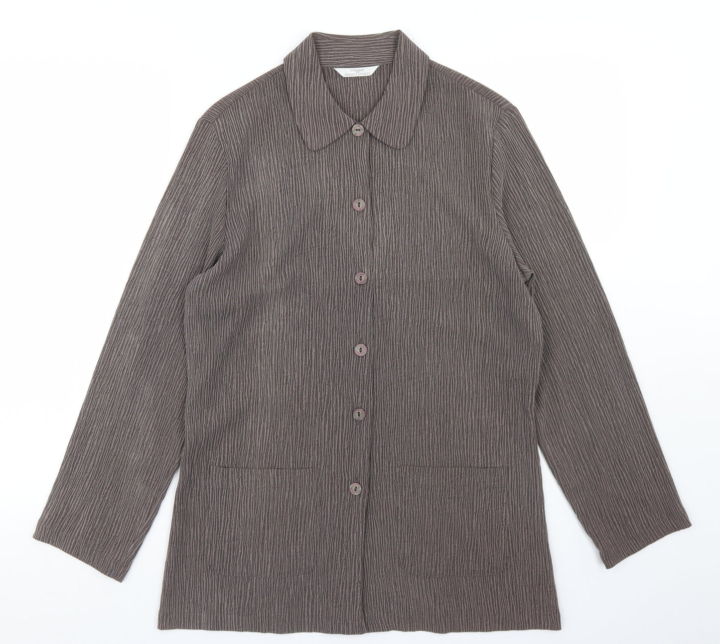 Womens UK Size 10 Marks and Spencer Brown Basic Button-Up