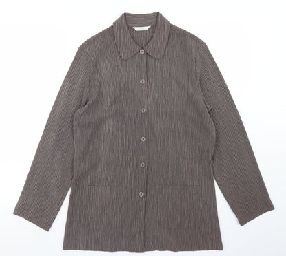Womens UK Size 10 Marks and Spencer Brown Basic Button-Up