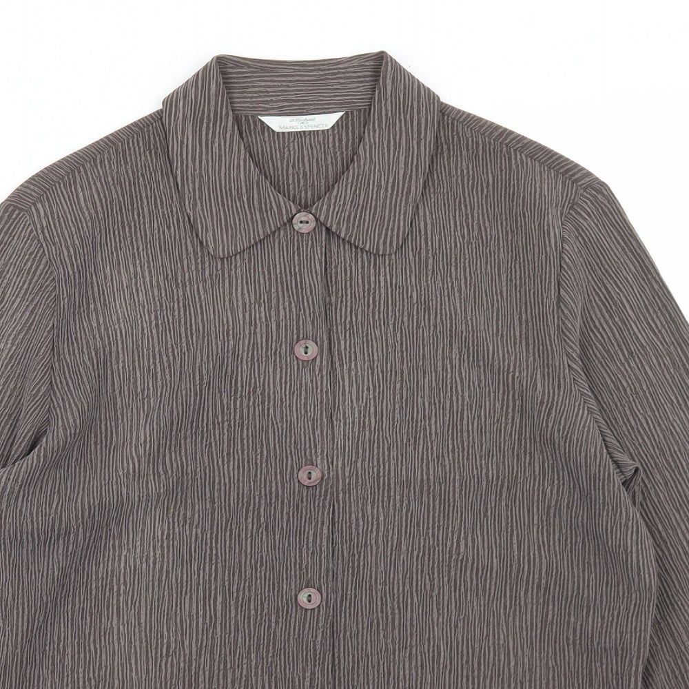 Womens UK Size 10 Marks and Spencer Brown Basic Button-Up