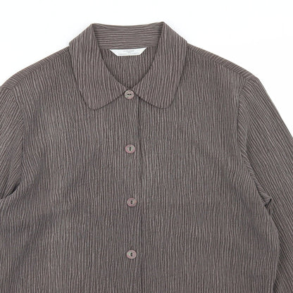 Womens UK Size 10 Marks and Spencer Brown Basic Button-Up