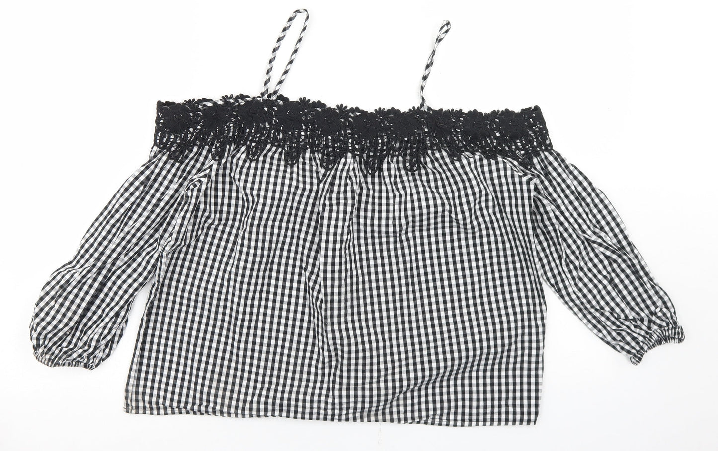 Womens UK Size 8 New Look Black Cropped Blouse