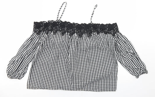 Womens UK Size 8 New Look Black Cropped Blouse