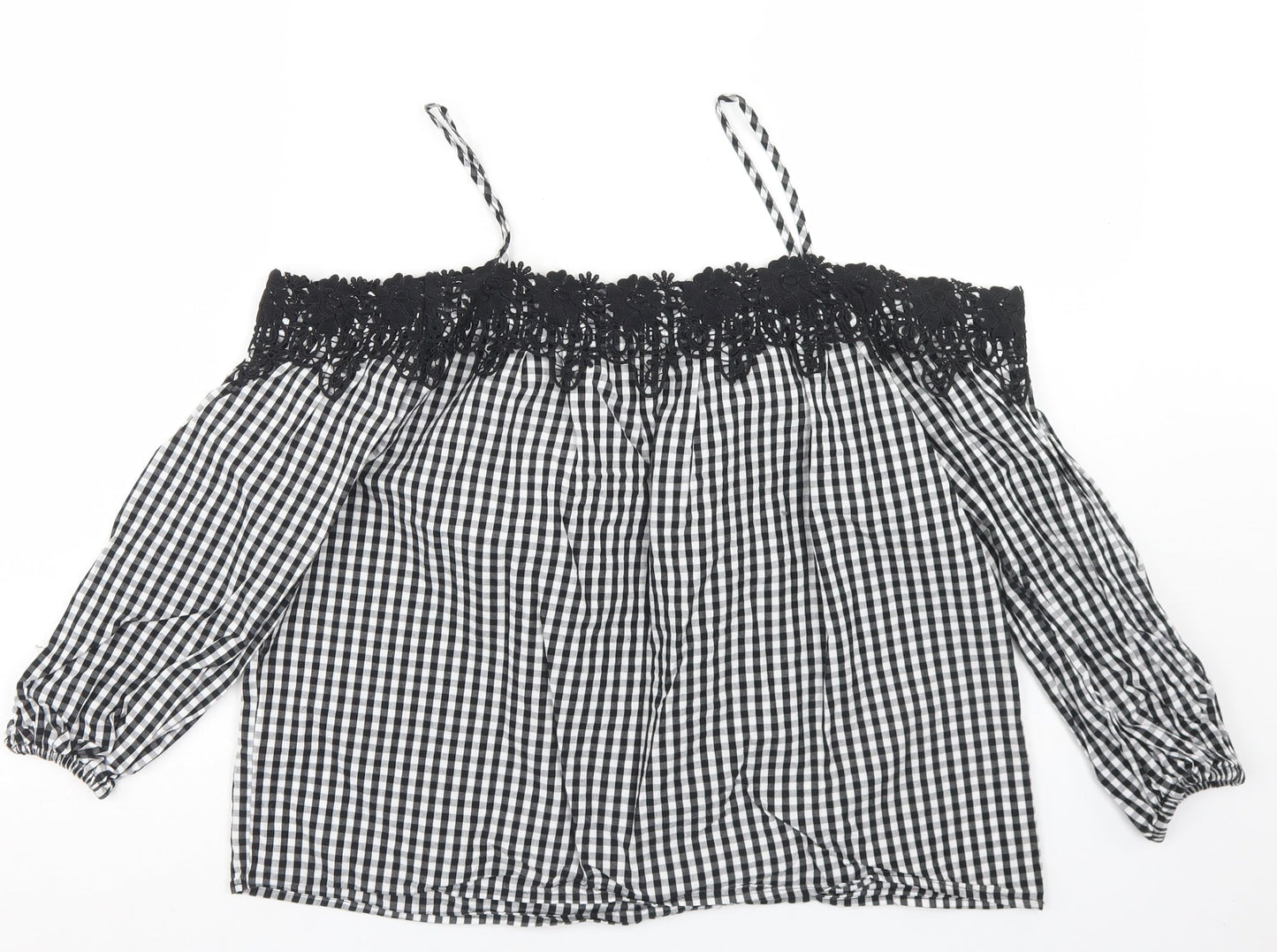 Womens UK Size 8 New Look Black Cropped Blouse